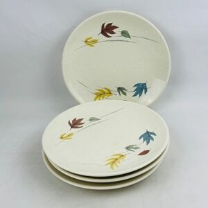 Franciscan Autumn Salad Plate Set of 4 Speckled Leaves 8.25" Vintage MCM